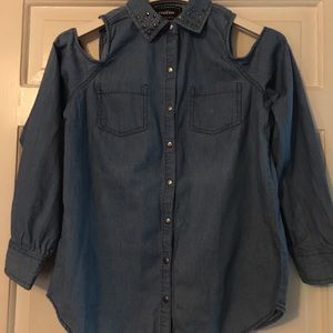 Off the Shoulder Denim Shirt